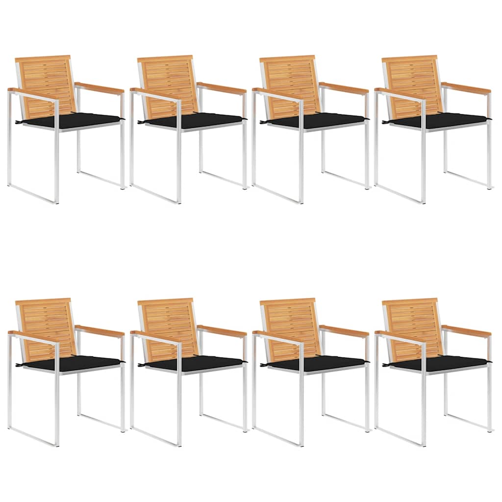 Tuinstoelen 8 St Met Kussens Massief Teakhout Zwart
