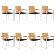 Tuinstoelen 8 st massief teakhout met kussens