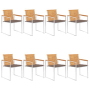 Tuinstoelen 8 st massief teakhout met kussens