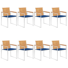 Tuinstoelen 8 St Met Kussens Massief Teakhout koningsblauw