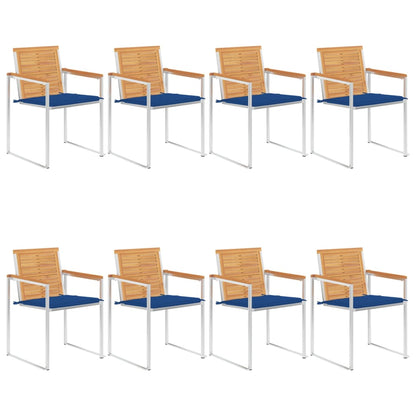 Tuinstoelen 8 St Met Kussens Massief Teakhout koningsblauw