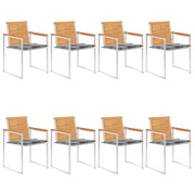 Tuinstoelen 8 st massief teakhout met kussens