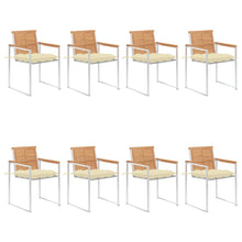 Tuinstoelen 8 St Met Kussens Massief Teakhout Crème