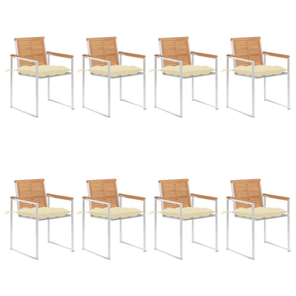 Tuinstoelen 8 St Met Kussens Massief Teakhout Crème