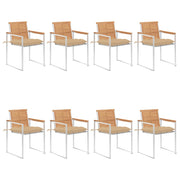 Tuinstoelen 8 st massief teakhout met kussens