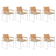 Tuinstoelen 8 St Met Kussens Massief Teakhout Beige