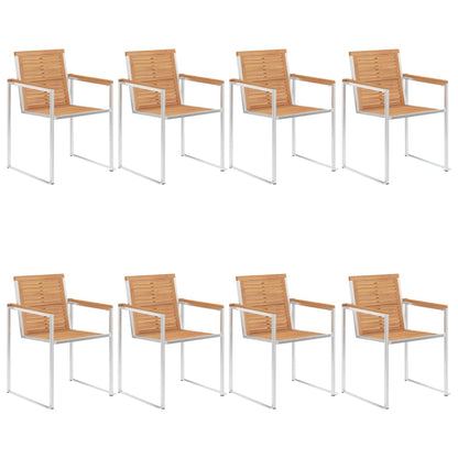 Tuinstoelen 8 St Met Kussens Massief Teakhout Beige