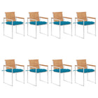 Garden chairs 8 pcs with cushions solid teak