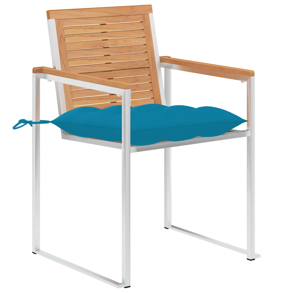 Tuinstoelen 8 St Met Kussens Massief Teakhout lichtblauw