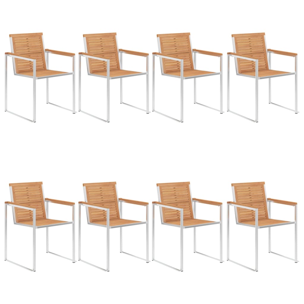 Tuinstoelen 8 St Met Kussens Massief Teakhout Zwart