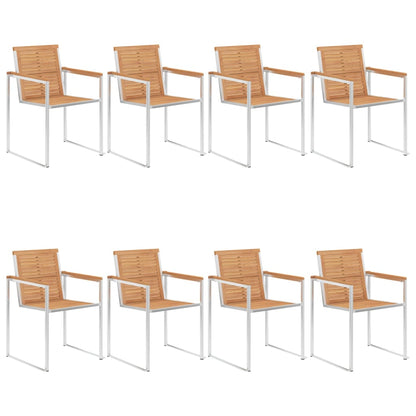 Tuinstoelen 8 St Met Kussens Massief Teakhout Zwart