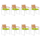 Garden chairs 8 pcs with cushions solid teak