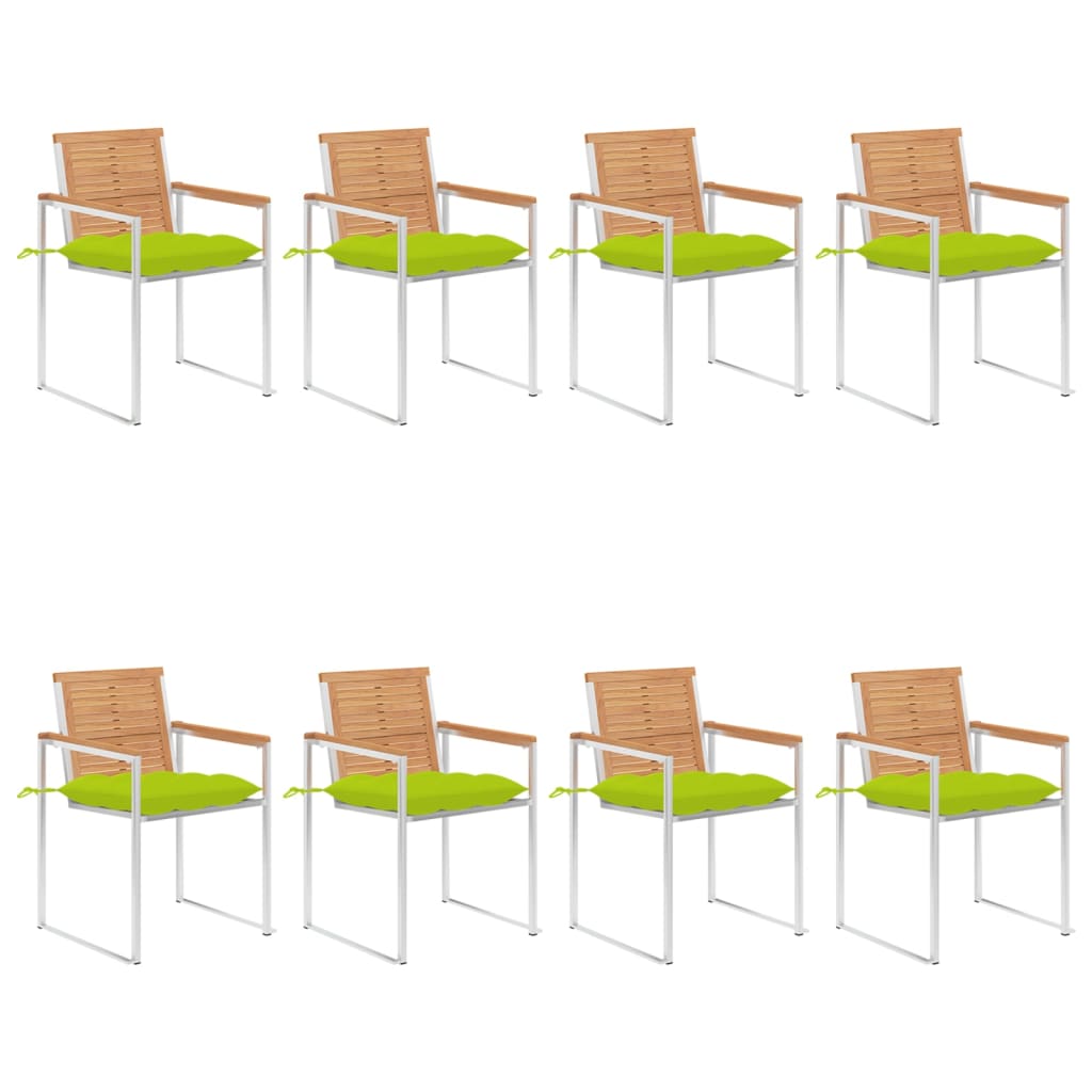 Tuinstoelen 8 St Met Kussens Massief Teakhout Heldergroen