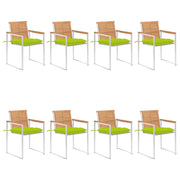 Tuinstoelen 8 st massief teakhout met kussens