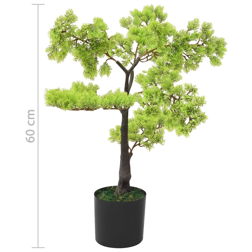 Kunstplant Met Pot Cipres Bonsai 60 cm Zwart en groen