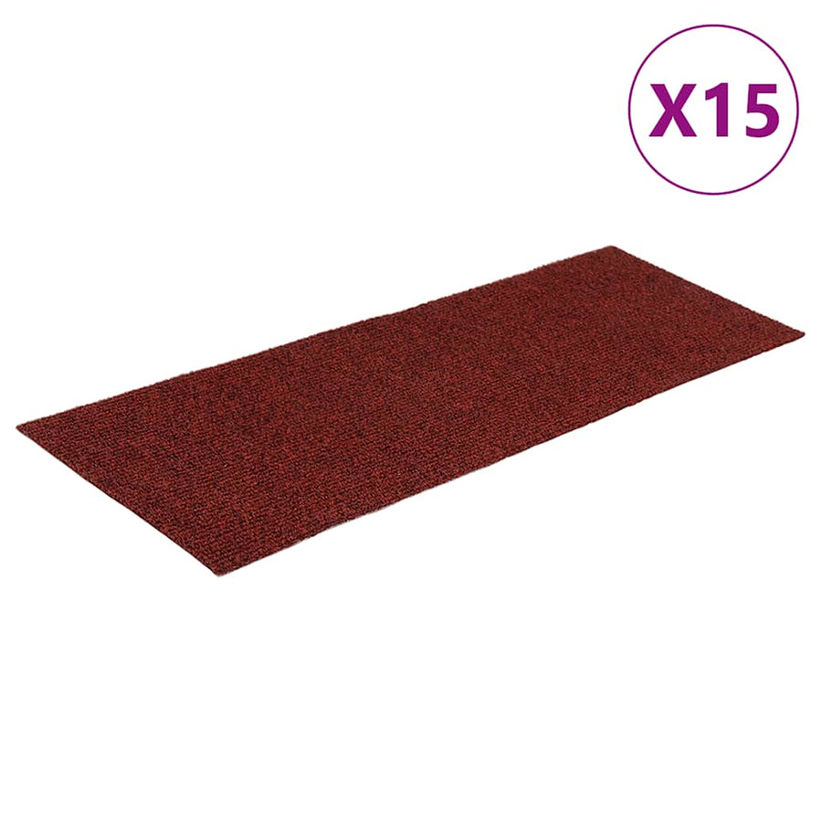Trapmatten Zelfklevend 15 stuks 60x25 cm Bordeaux Rood Rechthoekig