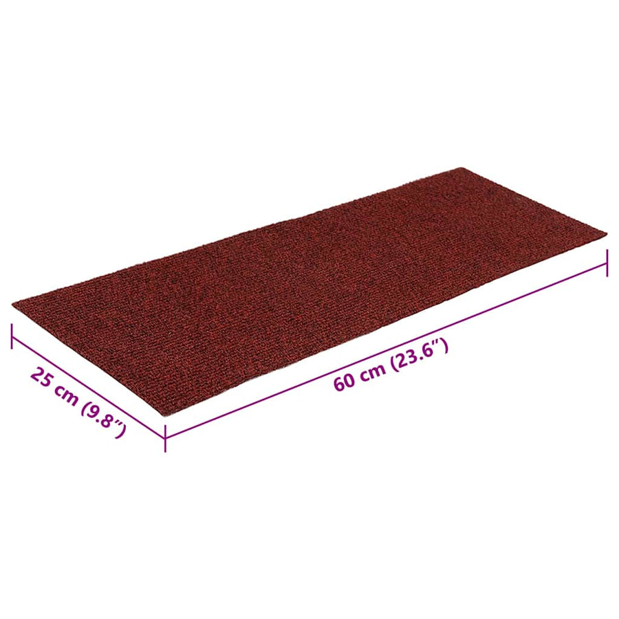 Trapmatten Zelfklevend 15 stuks 60x25 cm Bordeaux Rood Rechthoekig
