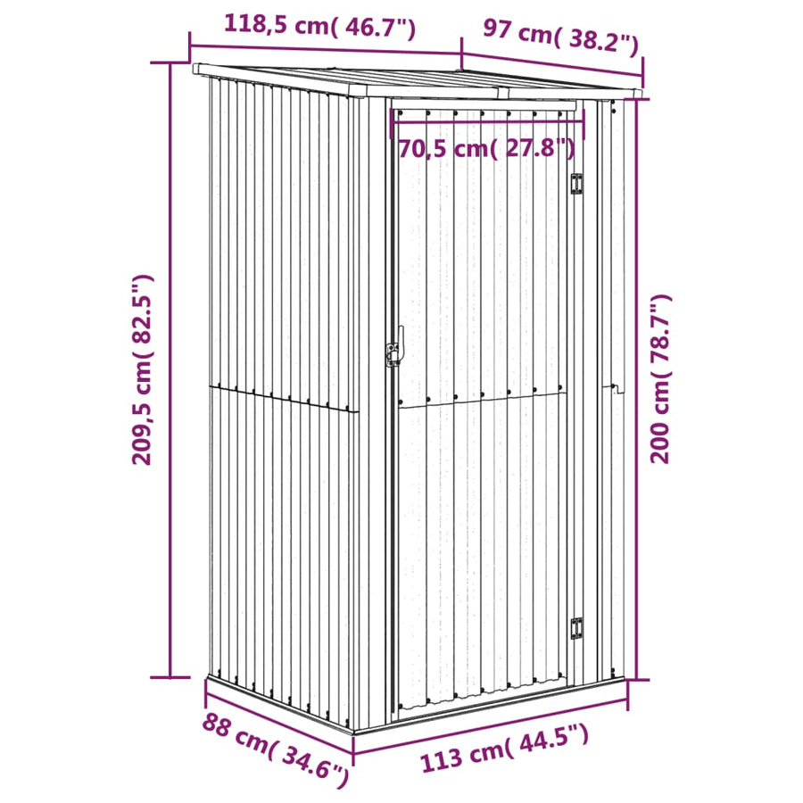 Tuinschuur 118,5X97X209,5 Cm Gegalvaniseerd Staal Groen
