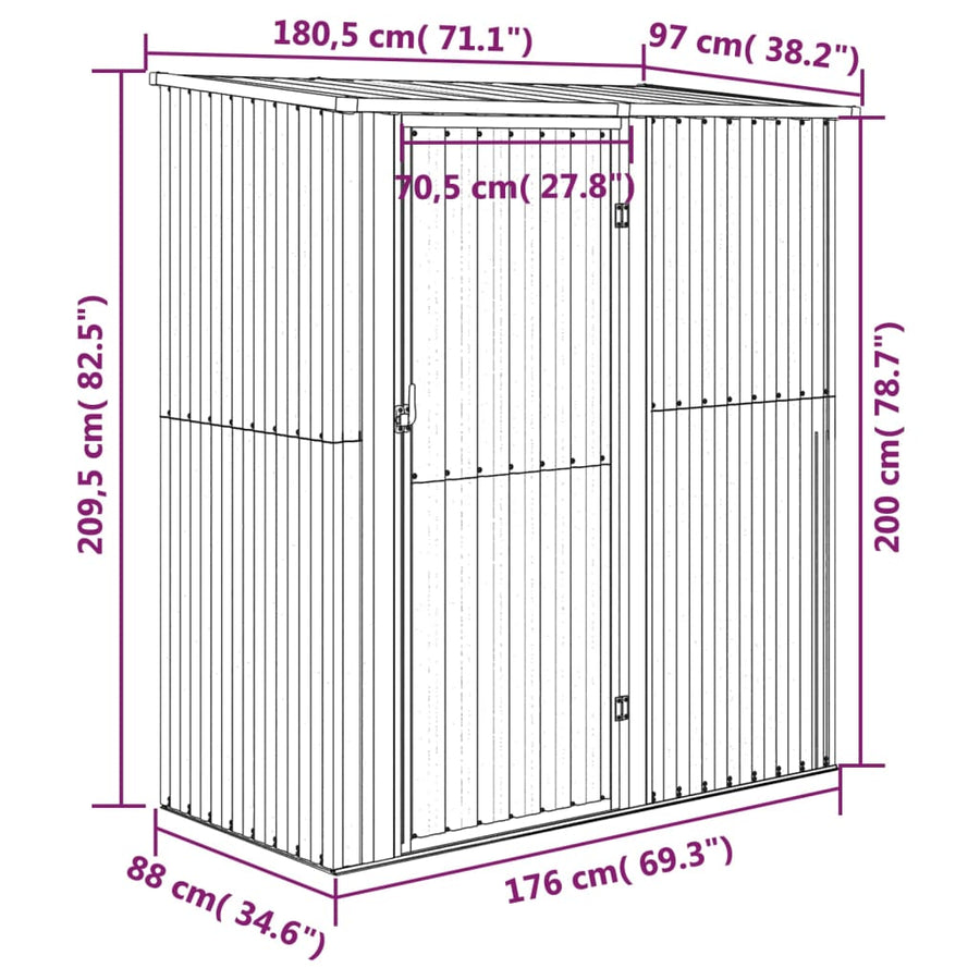 Tuinschuur 180,5X97X209,5 Cm Gegalvaniseerd Staal Groen