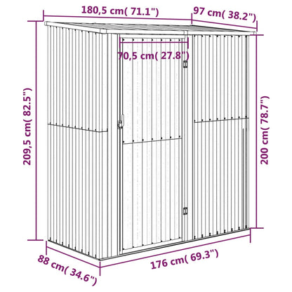 Tuinschuur 180,5X97X209,5 Cm Gegalvaniseerd Staal Bruin