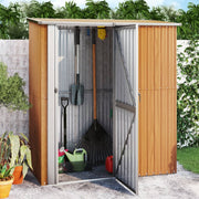 Tuinhuis 180,5x97x209,5 cm staal houtlook bruin