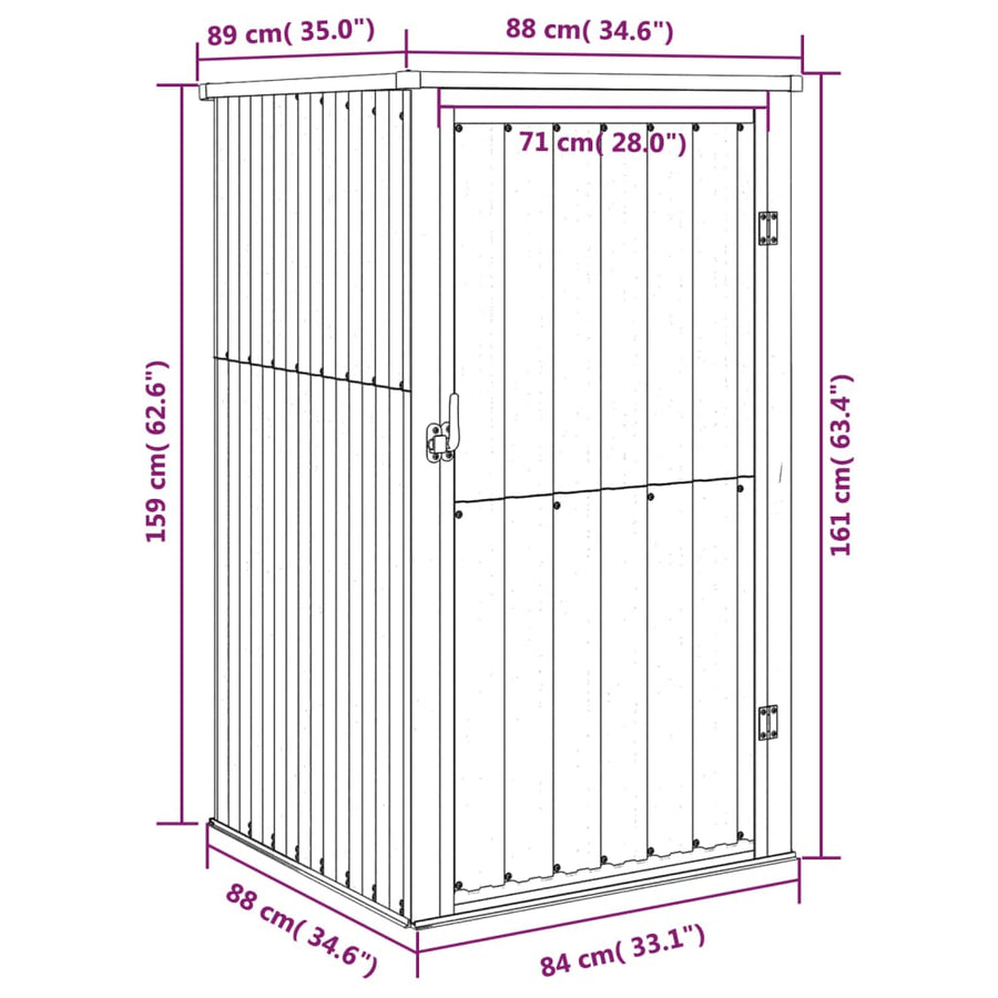 Tuinschuur 88X89X161 Cm Gegalvaniseerd Staal Grijs