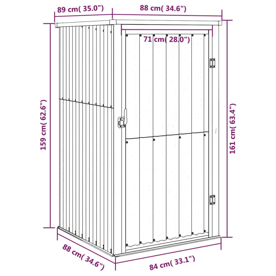 Tuinschuur Gegalvaniseerd Staal Kleurig 88 x 89 x 161 cm Antraciet