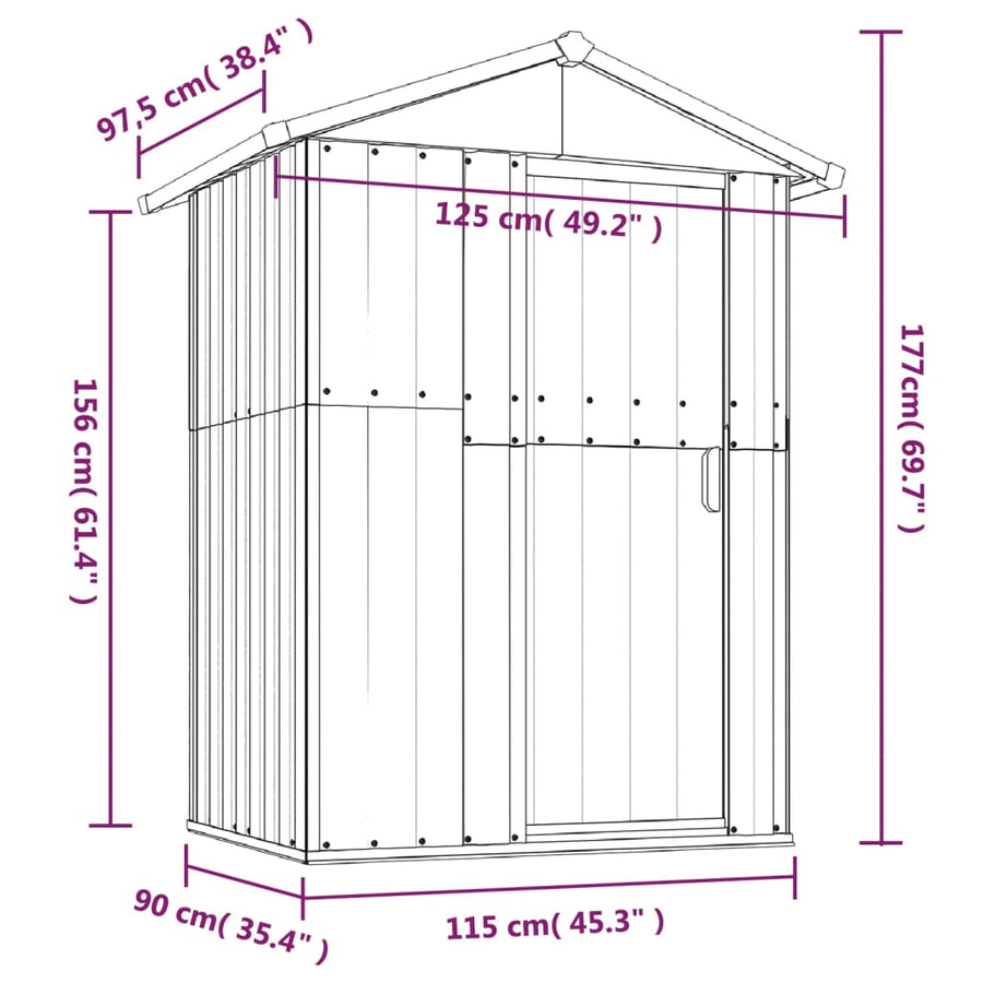 Tuinschuur 126X97,5X177 Cm Gegalvaniseerd Staal Antracietkleur