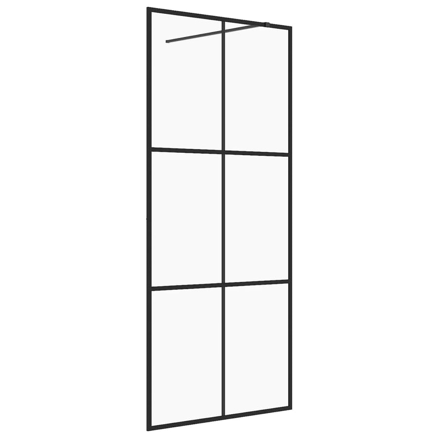 Inloopdouchewand 80x195 cm ESG-glas transparant en zwart 80 x 195 cm Zwart Doorzichtig