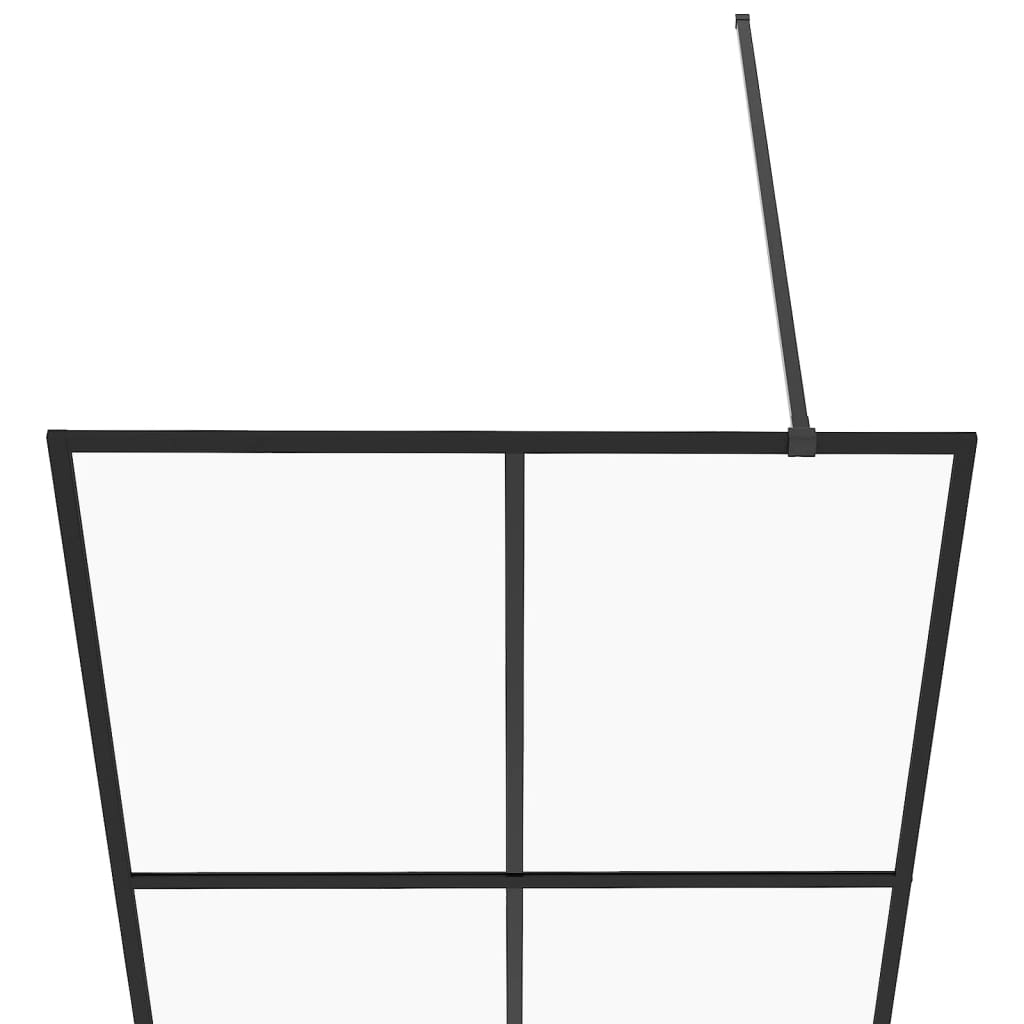 Inloopdouchewand 80x195 cm ESG-glas transparant en zwart 80 x 195 cm Zwart Doorzichtig