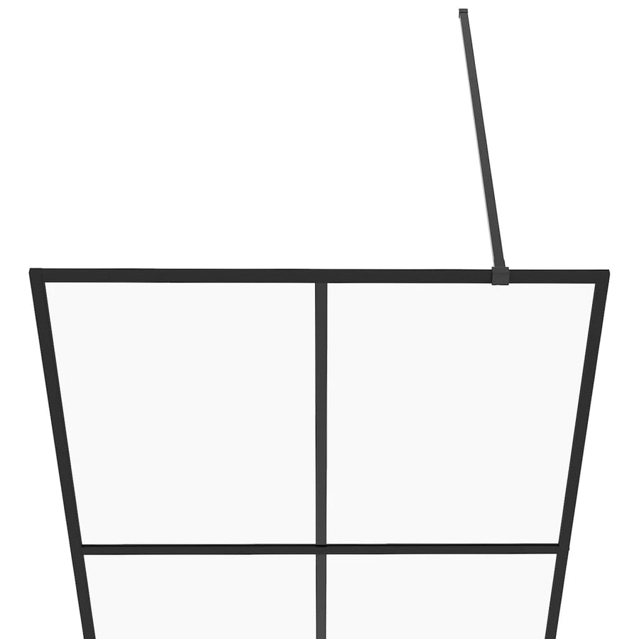 Inloopdouchewand 80x195 cm ESG-glas transparant en zwart 80 x 195 cm Zwart Doorzichtig