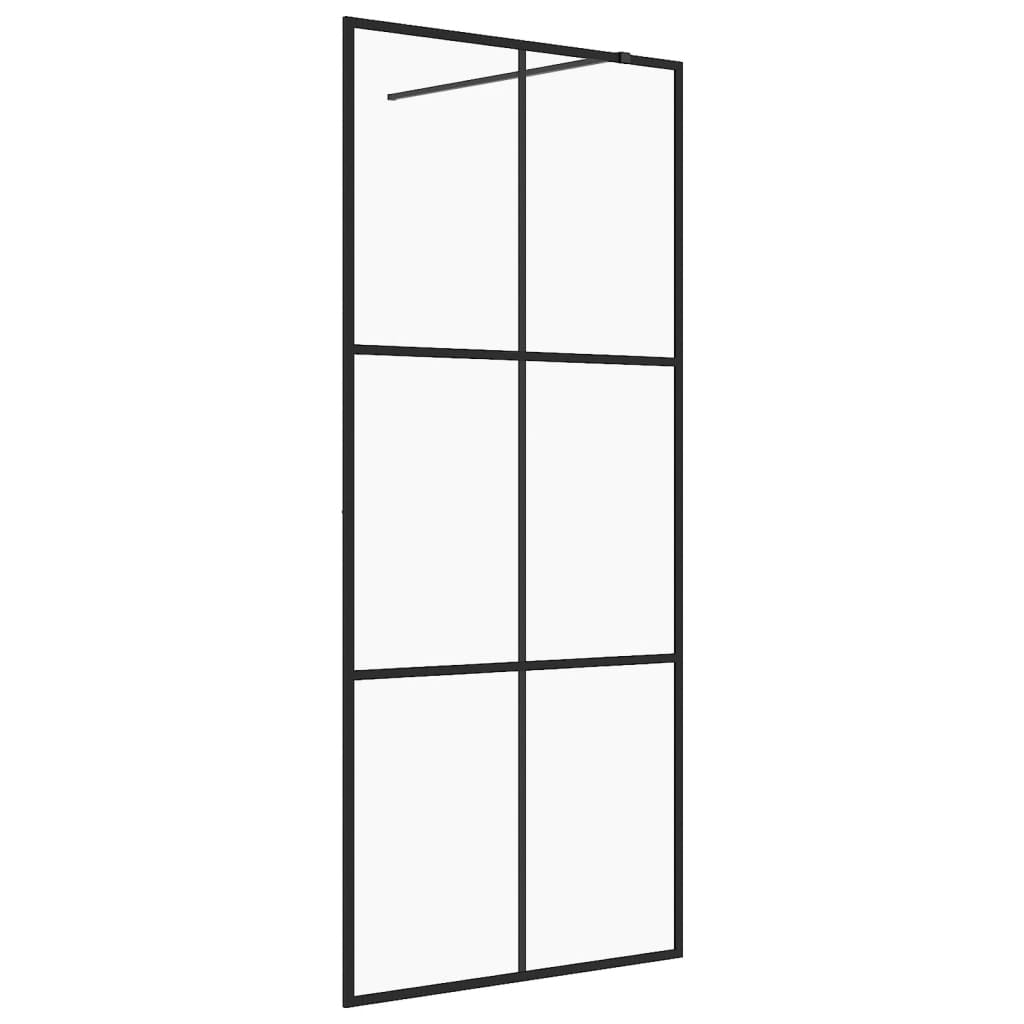 Inloopdouchewand 90x195 cm ESG-glas transparant en zwart 90 x 195 cm Zwart