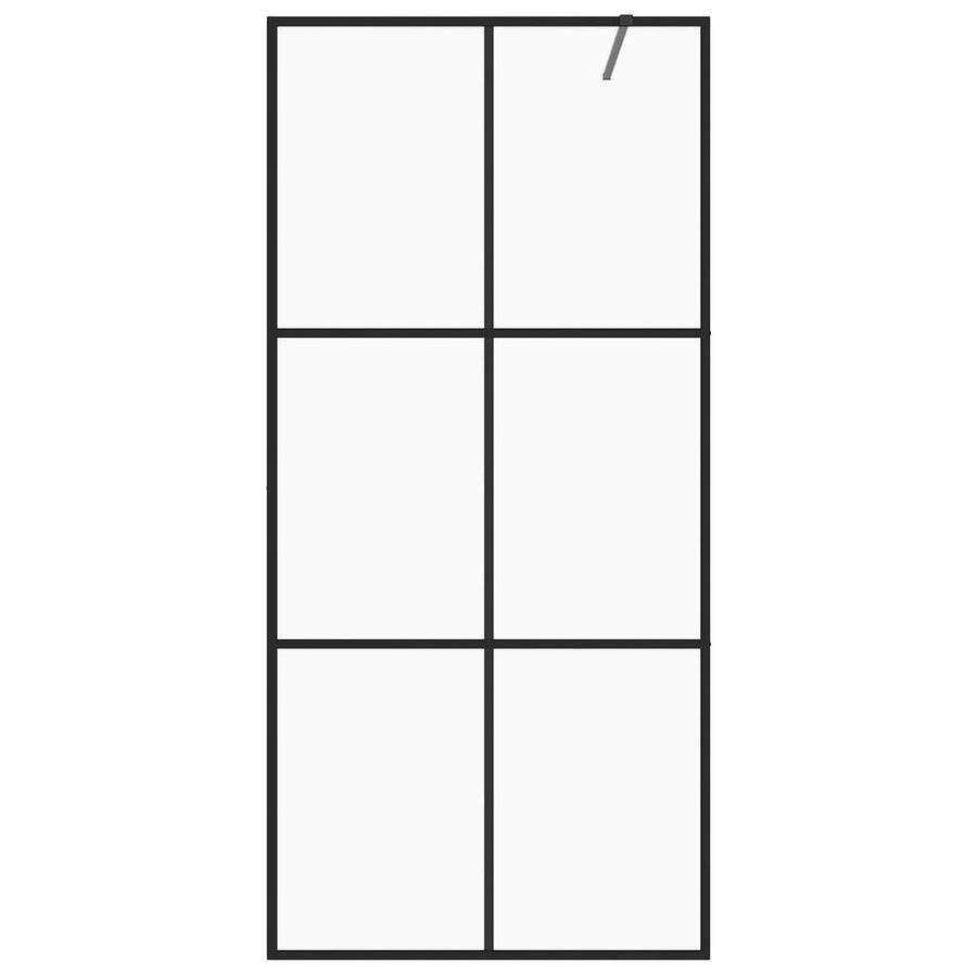 Inloopdouchewand 90x195 cm ESG-glas transparant en zwart 90 x 195 cm Zwart