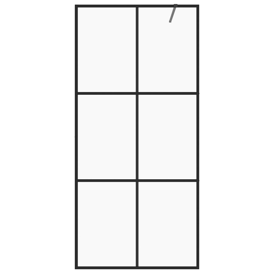Inloopdouchewand 115x195 cm ESG-glas transparant en zwart