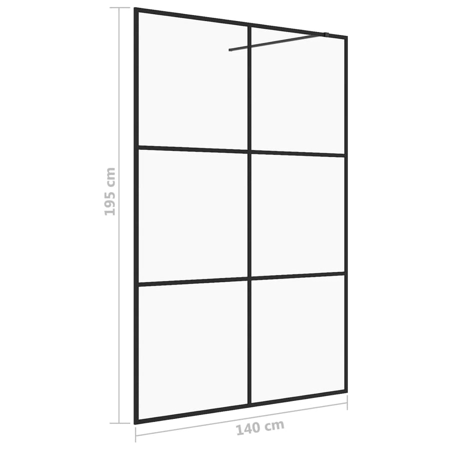 Inloopdouchewand 140x195 cm ESG-glas transparant en zwart 140 x 195 cm Zwart