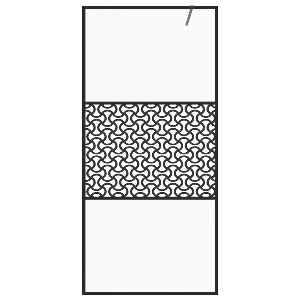 Inloopdouchewand Esg-Glas Transparant En 80 x 195 cm Zwart Patroon