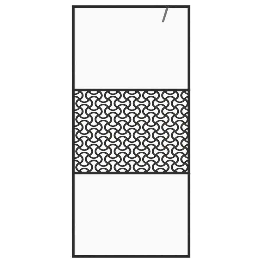 Inloopdouchewand 80X195 Cm Esg-Glas Transparant En Zwart