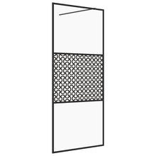 Inloopdouchewand 90x195 cm ESG-glas transparant en zwart 90 x 195 cm Zwart Patroon