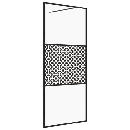 Inloopdouchewand 90x195 cm ESG-glas transparant en zwart 90 x 195 cm Zwart Patroon