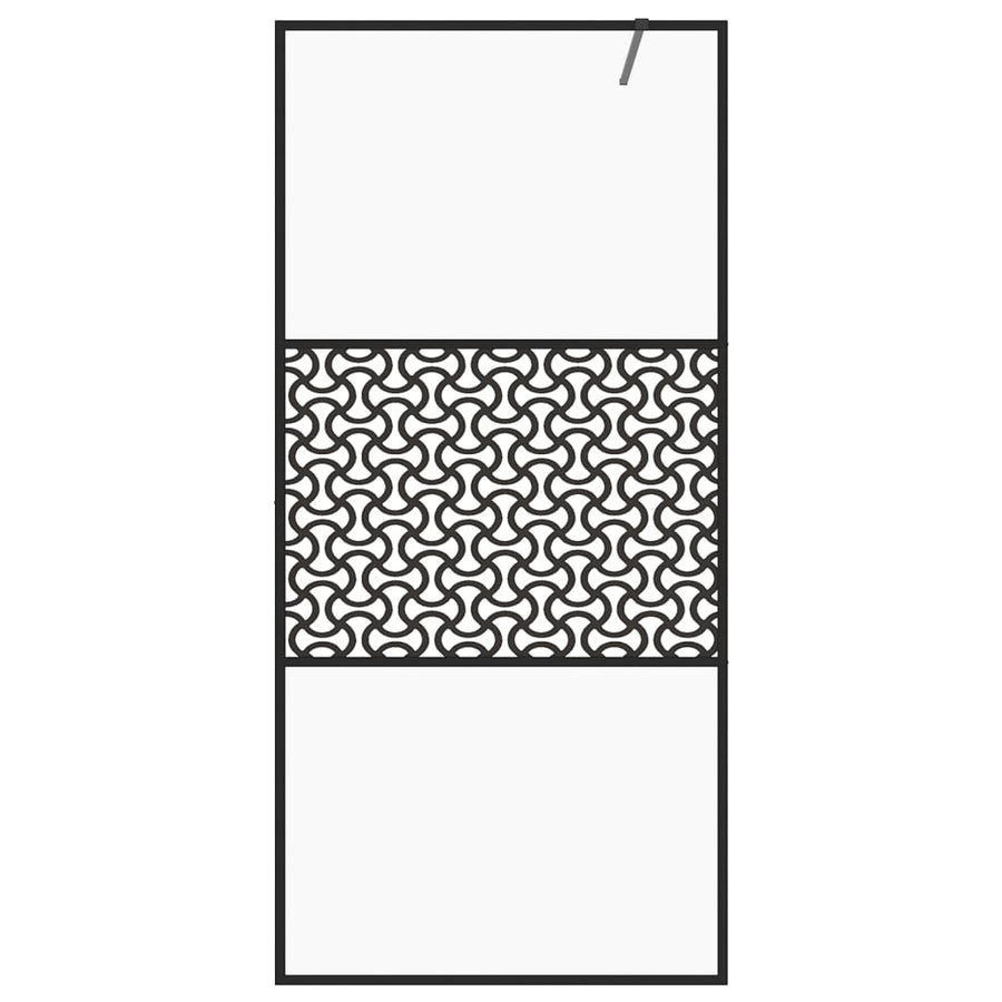 Inloopdouchewand 90x195 cm ESG-glas transparant en zwart 90 x 195 cm Zwart Patroon