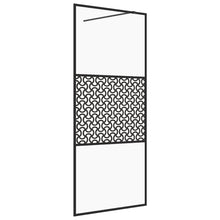 Inloopdouchewand 100x195 cm ESG-glas transparant en zwart 100 x 195 cm Zwart