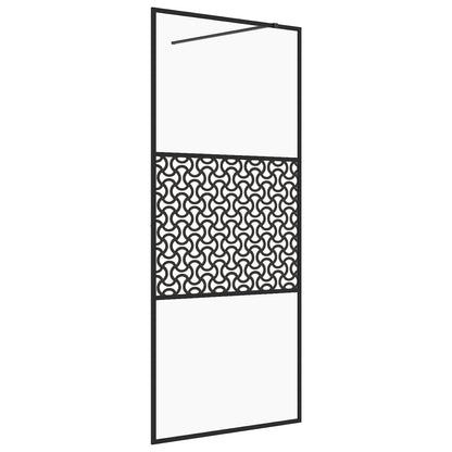 Inloopdouchewand 100x195 cm ESG-glas transparant en zwart 100 x 195 cm Zwart