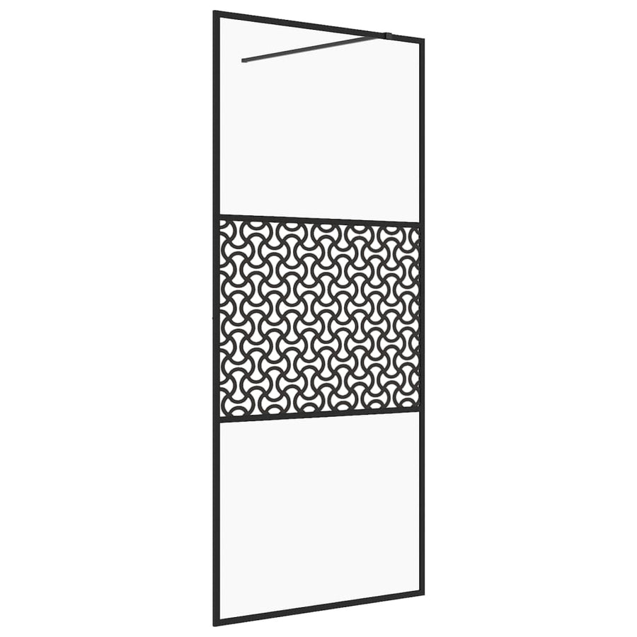 Inloopdouchewand 100x195 cm ESG-glas transparant en zwart 100 x 195 cm Zwart