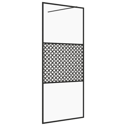 Inloopdouchewand 115x195 cm ESG-glas transparant en zwart 115 x 195 cm Zwart