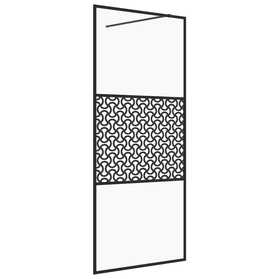 Inloopdouchewand 115x195 cm ESG-glas transparant en zwart 115 x 195 cm Zwart