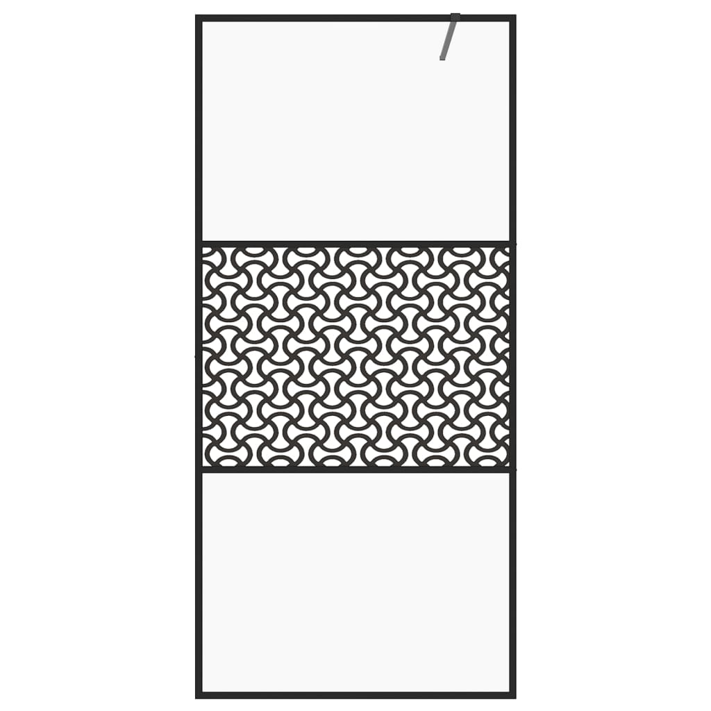 Inloopdouchewand 115x195 cm ESG-glas transparant en zwart 115 x 195 cm Zwart