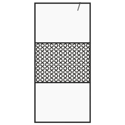 Inloopdouchewand 115x195 cm ESG-glas transparant en zwart 115 x 195 cm Zwart