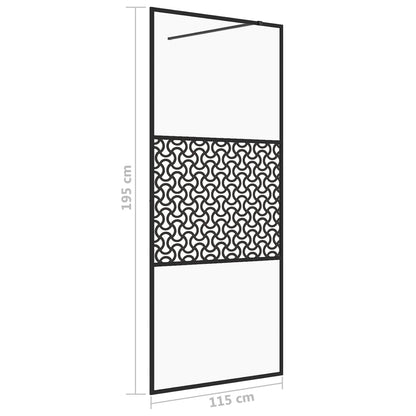 Inloopdouchewand 115x195 cm ESG-glas transparant en zwart 115 x 195 cm Zwart