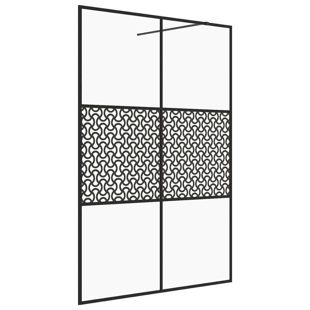 Inloopdouchewand 140x195 cm ESG-glas transparant en zwart 140 x 195 cm Zwart