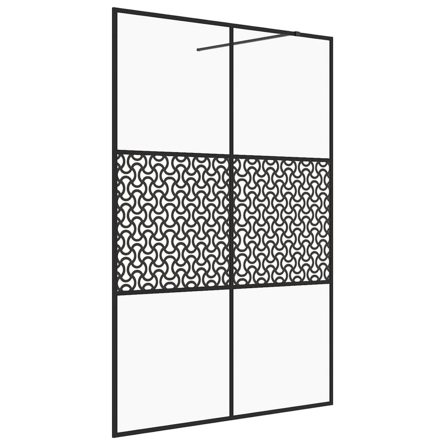 Inloopdouchewand 140x195 cm ESG-glas transparant en zwart 140 x 195 cm Zwart